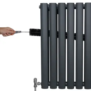 Oval Column Radiator & Valves - 1800mm x 600mm - Anthracite Grey