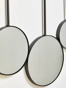 Interiors by Premier Multi Circular Wall Mirror, Wall Mirror with Black finish frame, Modern Mirror For Living Room and Hallway