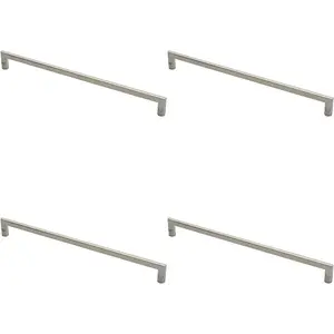 4x Flat D Bar Door Pull Handle 625 x 15mm 600mm Fixing Centres Satin Steel