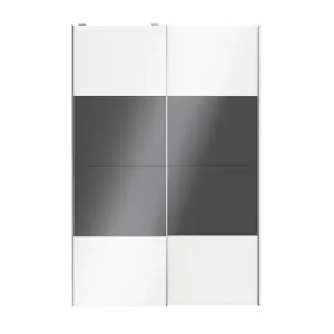 Atomia Panelled Anthracite & white High gloss 2 door Sliding Wardrobe Door kit (H)2250mm (W)1500mm