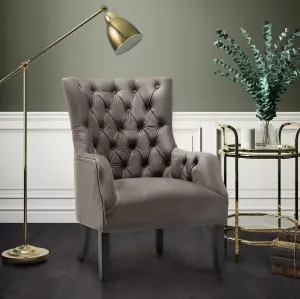 Velvet Light Grey Gabriella Accent Chair