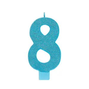 Amscan Glitter 8th Birthday Candle Caribbean Blue (One Size)