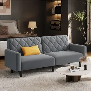 Yaheetech 2 Seater Convertible Sofa Bed - Dark Grey