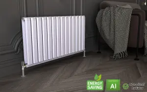 Aluminum Radiator Compatible with Heat pump. Model "Onyx" White. 1000mm.Heigth600mm.Btu/hr:6440