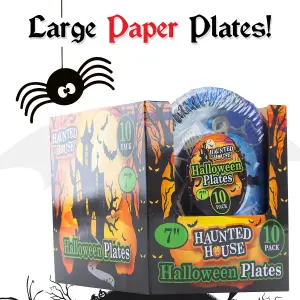 Halloween Paper Plates - Graveyard 7 inch Halloween Party - Haunted House - 10 Pack