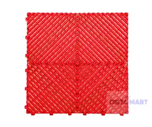 Heavy Duty PVC Interlocking Vented Garage Mat  Red 40mm x 40mm x 20mm