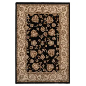 Gold Black Classical Oriental Floral Area Rug 120cm x170cm