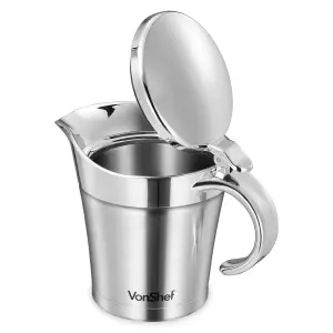 VonShef Gravy Boat, 500ml Stainless Steel Dining Table Gravy Jug, Double Wall Insulated Thermal, Ideal for Gravy, Custard & Cream