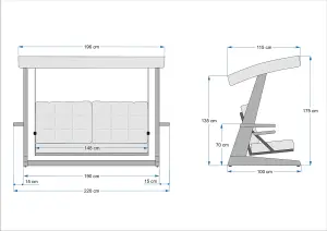 Viva Solid Wood Porch Swing with Canopy 2200