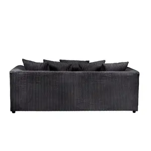 Lennox Black Jumbo Cord Sofa 3 Seater