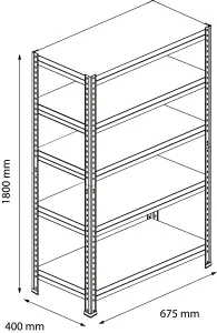 GoodHome Rand 5 shelf HDF & steel Shelving unit (H)1800mm (W)666mm (D)400mm