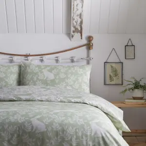 Spring Rabbits Green Reversible Duvet Cover Set