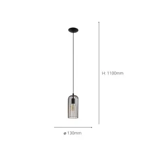 EGLO Roccamena Black And Copper Metal 1 Light Ceiling Pendant, (D) 13cm