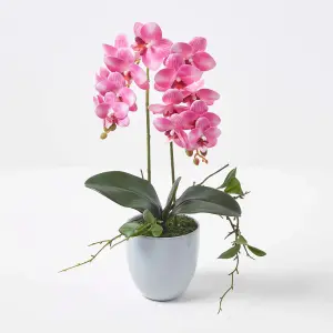 Homescapes Pink Orchid 54 cm Phalaenopsis in Ceramic Pot