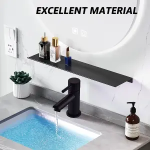 BATHWEST Matte Black Single Lever Faucet Bathroom Sink Taps Brass Solid Basin Mixer Tap with Waste