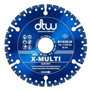 DTW Pro X-Multi Saw Diamond Blade 115mm/4.5" x 22.23