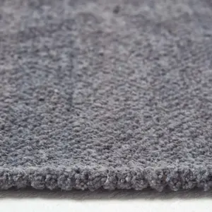 Homescapes Dark Grey 100% Cotton Plain Chenille Rug with Natural Trim, 90 x 150 cm