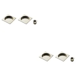 2 PACK - 30mm Sliding Door Rose & 2x 53mm Square Flush Finger Pulls - Polished Chrome