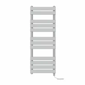 Rinse Bathrooms Electric Flat Panel Heated Towel Rail Chrome Bathroom Ladder Radiator Warmer 1200x500mm 600W