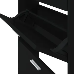 Shoe Cabinet Black 59x17x169 cm Engineered Wood