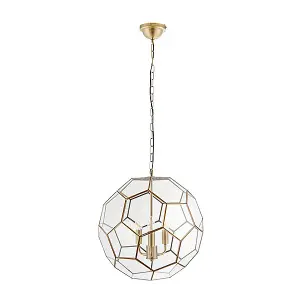 Luminosa Miele 3 Light Spherical Pendant Antique Brass, Glass, E14