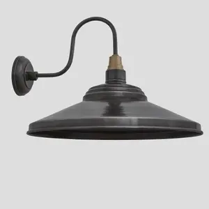 Industville Swan Neck Giant Step Wall Light, 18 Inch, Pewter