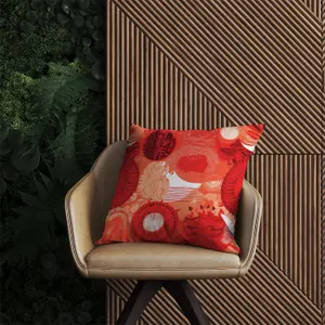 Abstract Red Sun pattern Outdoor Cushion 45cm x 45cm