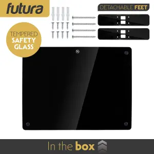 Futura Electric 1000W WIFI Glass Radiator Panel Heater Black Wall Mounted or Floor Standing Bathroom Safe, Timer and Thermostat