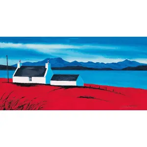 Anthony Barber Over The Sea To Skye I Canvas Print Blue/Red (50cm x 100cm)