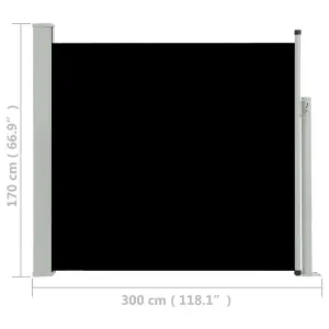 Berkfield Patio Retractable Side Awning 170x300 cm Black