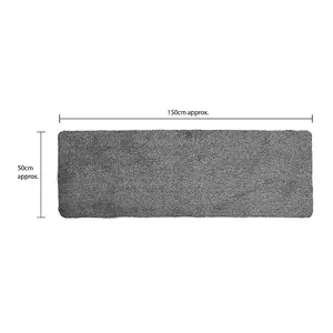 JVL Kensington Machine Washable Cotton Runner Barrier Doormat, 50x150cm, Grey