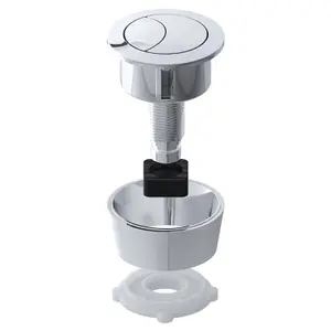 SPARES2GO Universal Toilet Cistern Dual Flush Push Button Kit for 20mm 40mm 50mm 60mm Lid Hole (Chrome Silver)