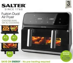 Salter Dual Air Fryer With Compartment Divider | Robert Dyas