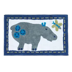 Homescapes Cotton Tufted Washable Hippo Children Rug