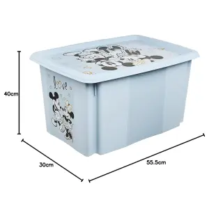 Keeeper Mickey Mouse Turn Around Stackable Box with Lid 45 Litre Cloudy Blue