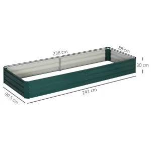 Outsunny Galvanised Raised Garden Bed Metal Planter Box with Open Bottom, Green