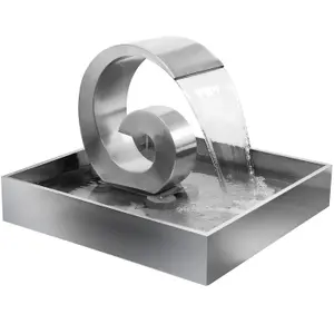 Primrose Curve Stainless Steel Cascading Water Feature with Reservoir 66cm