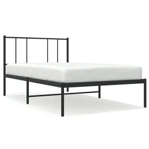 Berkfield Metal Bed Frame with Headboard Black 75x190 cm 2FT6 Small Single