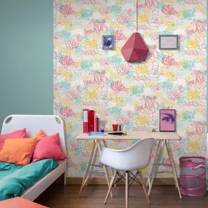 Muriva Multicolour Novelty Distressed effect Embossed Wallpaper