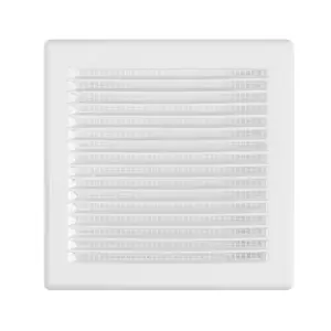 White Air Vent Grille/duct covers with Fly Screen / Anti-Insect Mesh,no screws visible-separate backplate (135mm x135mm square)