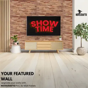 3D Wall Panels with Adhesive - 6 Sheets, 96 x 48 cm each, Covers 2.76 sqm - PVC Cladding with Beige Brown Slim Stone Brick