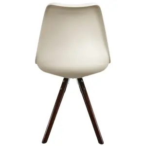 Soho Vanilla Plastic Dining Chair with Pyramid Dark Wood Legs