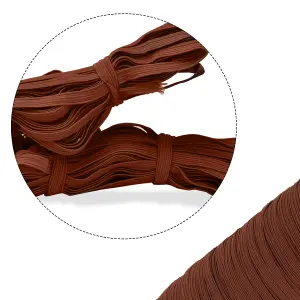 5mm Wide Flat Elastic Band, Adjustable Strech Elastic Cord Flat Tape, Brown - 25 metres