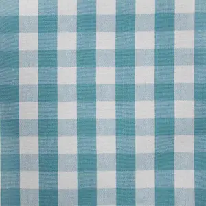 Homescapes Cotton Blue Block Check Gingham Eyelet Curtains 117 x 137 cm