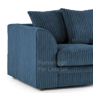 Luxor Jumbo Cord Blue Fabric 3 Seater Sofa