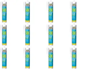 Everbuild Everflex 500 Bath and Sanitary Silicone, Stone, 295 ml (Pack of 12)