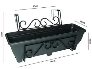 Adjustable Balcony/Fence Holder - Charcoal Trough