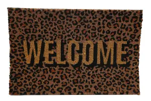 Leopard Print Welcome Coir Doormat 40x60cm