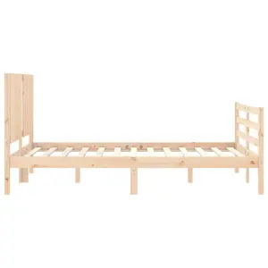 Berkfield Bed Frame with Headboard Small Double Solid Wood