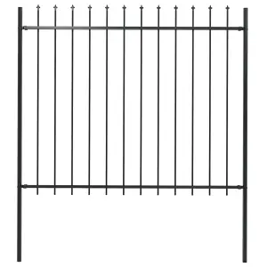 Berkfield Garden Fence with Spear Top Steel 1.7x1.5 m Black